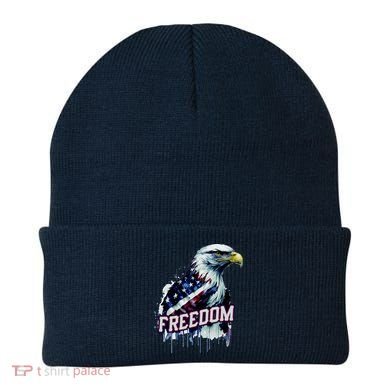 Freedom Watercolor Eagle With American Flag Beanie