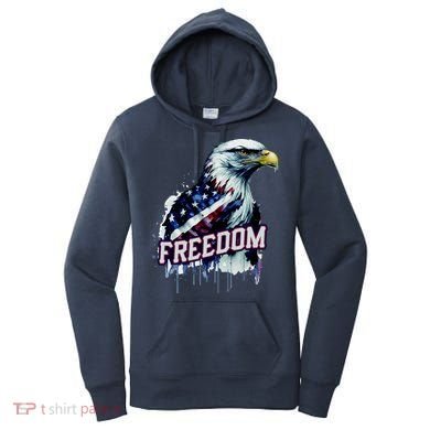 Freedom Watercolor Eagle With American Flag Women's Hoodie