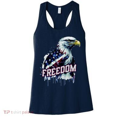 Freedom Watercolor Eagle With American Flag Women's Tank Top