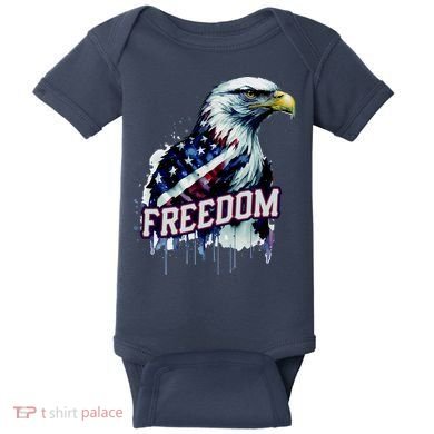 Freedom Watercolor Eagle With American Flag Baby Bodysuit