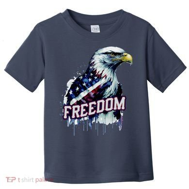 Freedom Watercolor Eagle With American Flag Toddler T-Shirt