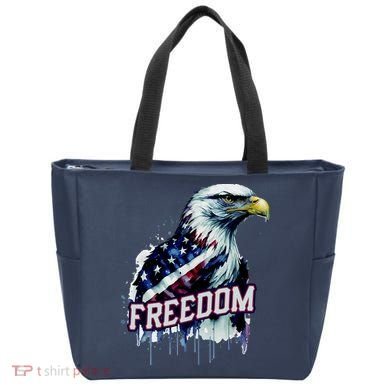 Freedom Watercolor Eagle With American Flag Tote Bag