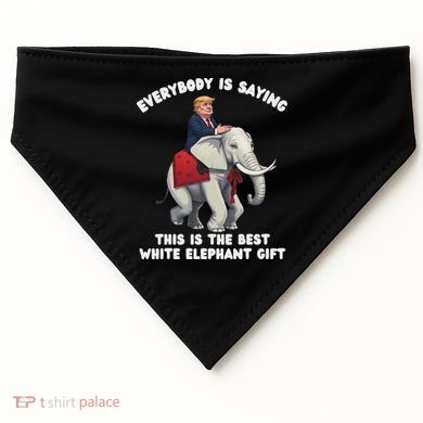 Funny White Elephant Gag Wrapped Elephant Dumb USA-Made Doggie Bandana