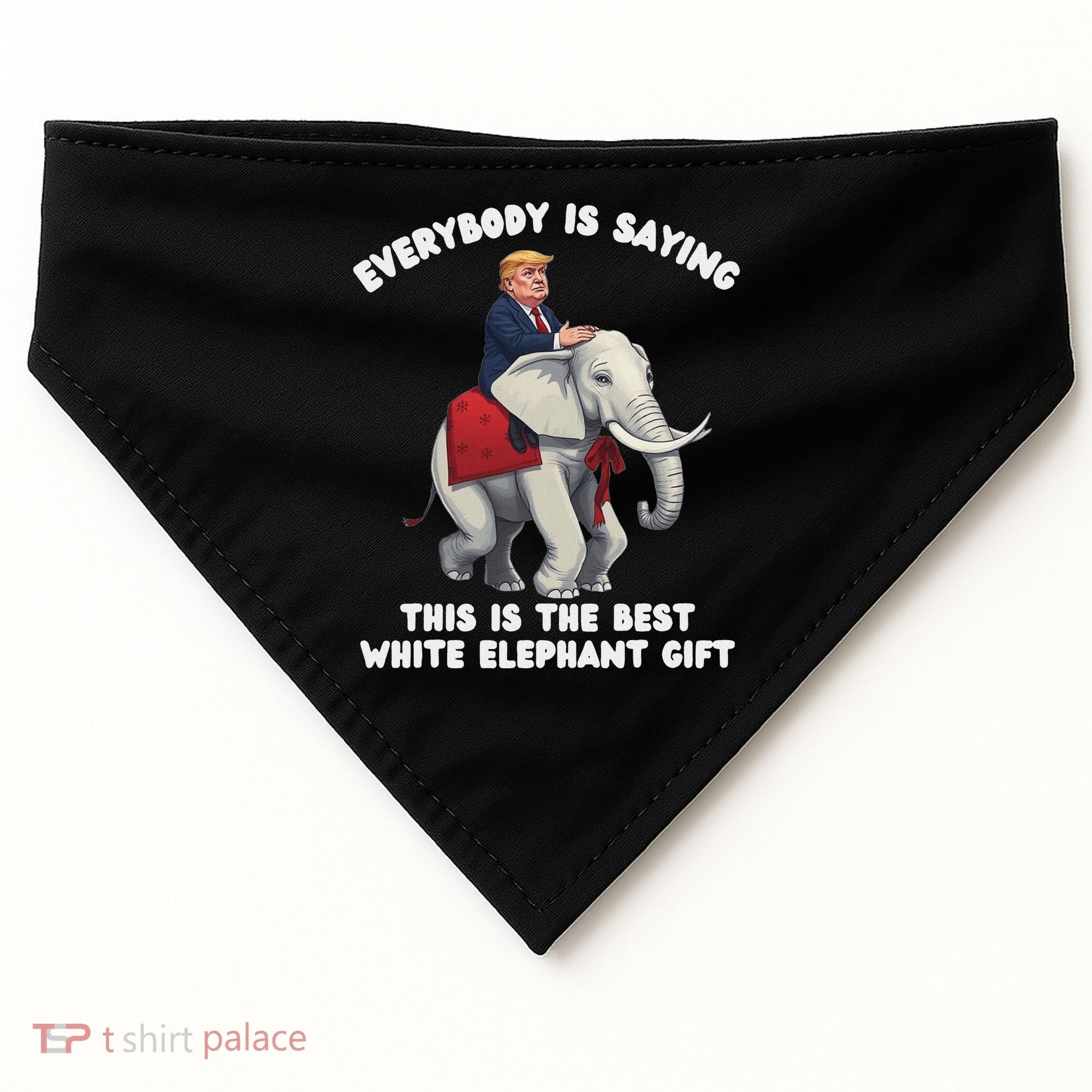 Funny White Elephant Gag Wrapped Elephant Dumb USA-Made Doggie Bandana