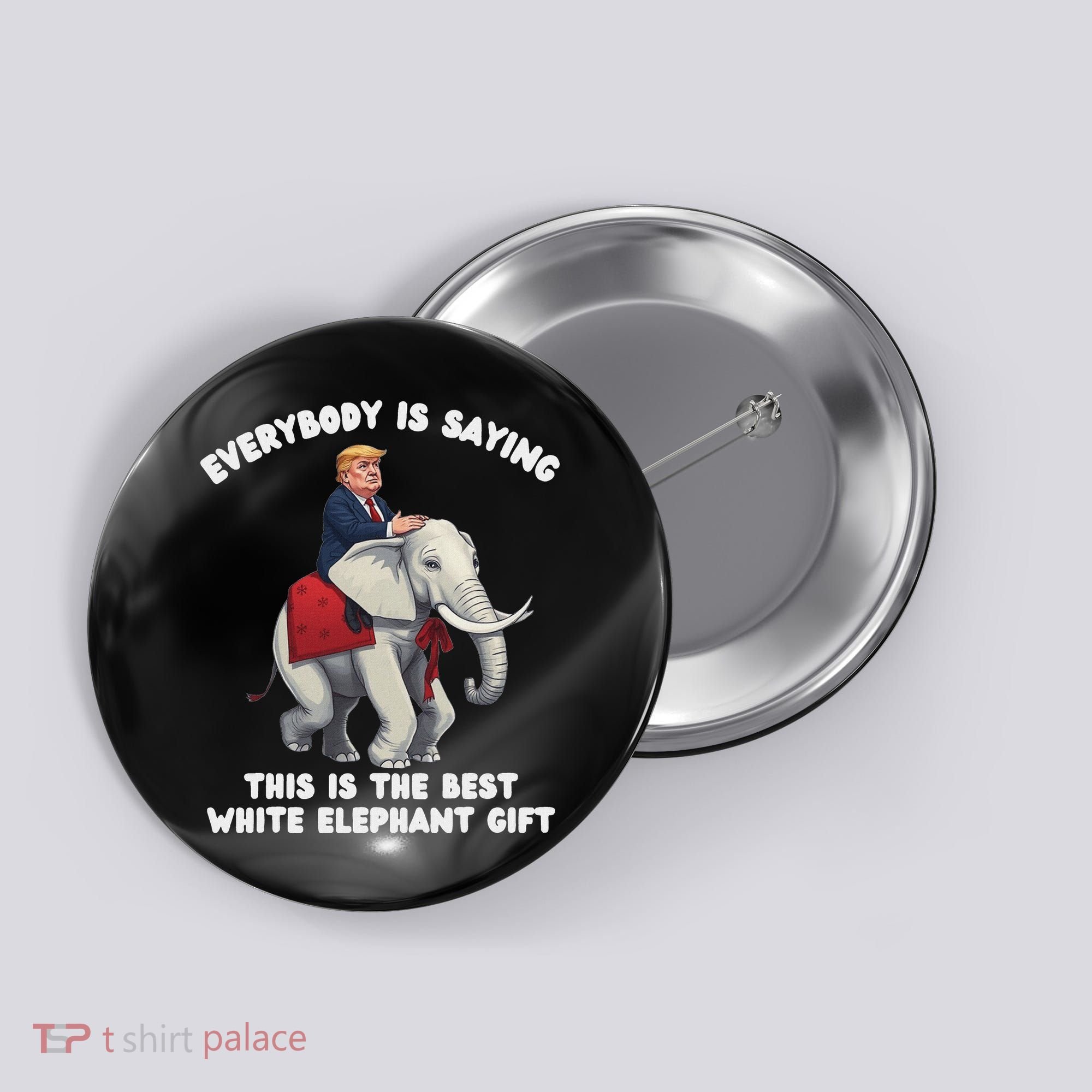 Funny White Elephant Gag Wrapped Elephant Dumb Button