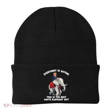Funny White Elephant Gag Wrapped Elephant Dumb Beanie