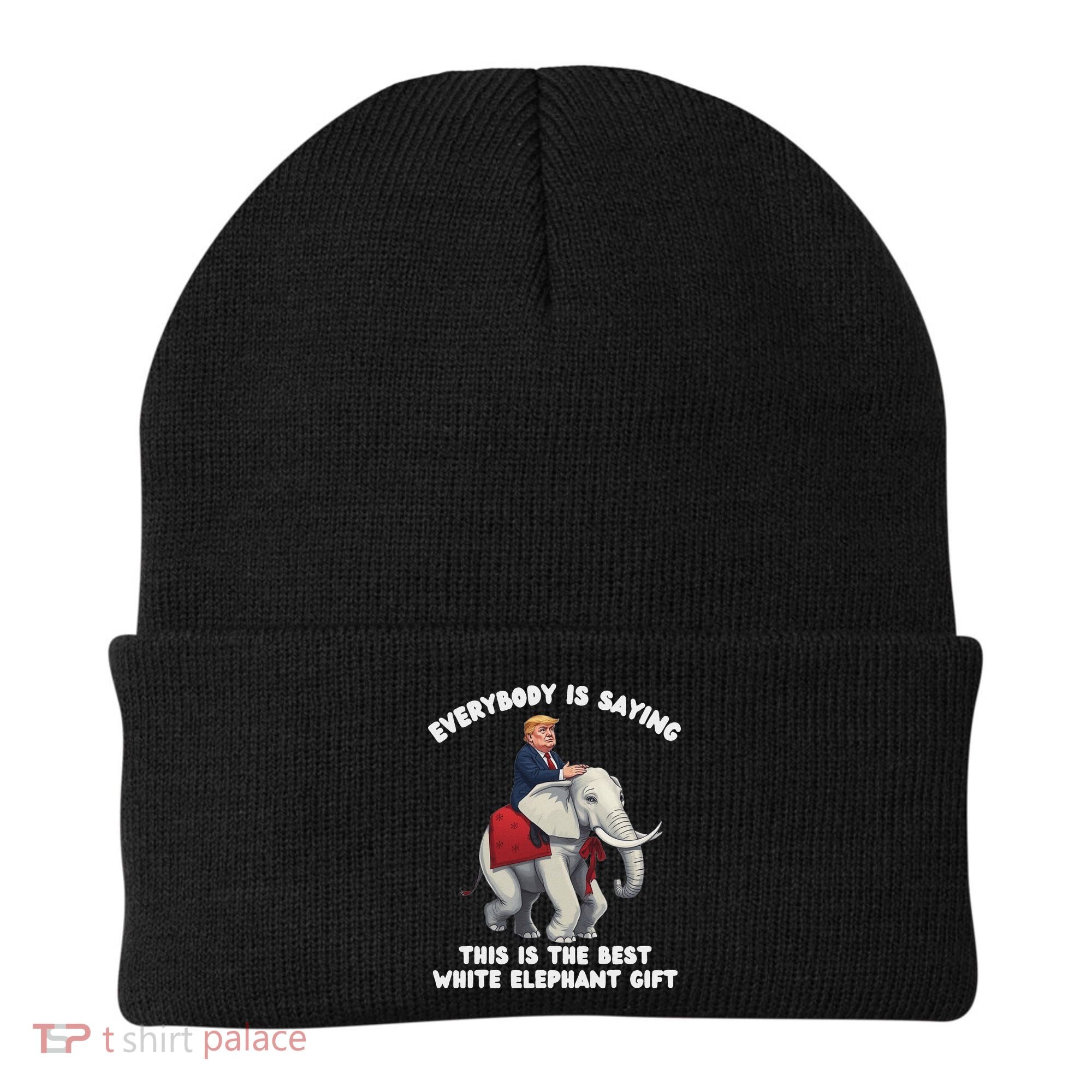 Funny White Elephant Gag Wrapped Elephant Dumb Beanie