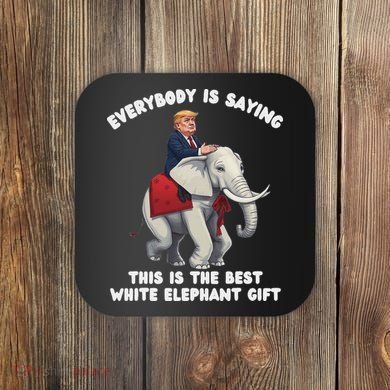 Funny White Elephant Gag Wrapped Elephant Dumb Coaster