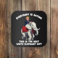 Funny White Elephant Gag Wrapped Elephant Dumb Coaster thumb 0