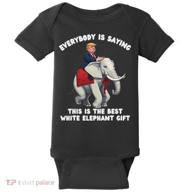 Funny White Elephant Gag Wrapped Elephant Dumb Baby Bodysuit