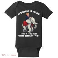 Funny White Elephant Gag Wrapped Elephant Dumb Baby Bodysuit thumb 0