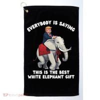 Funny White Elephant Gag Wrapped Elephant Dumb Golf Towel thumb 0