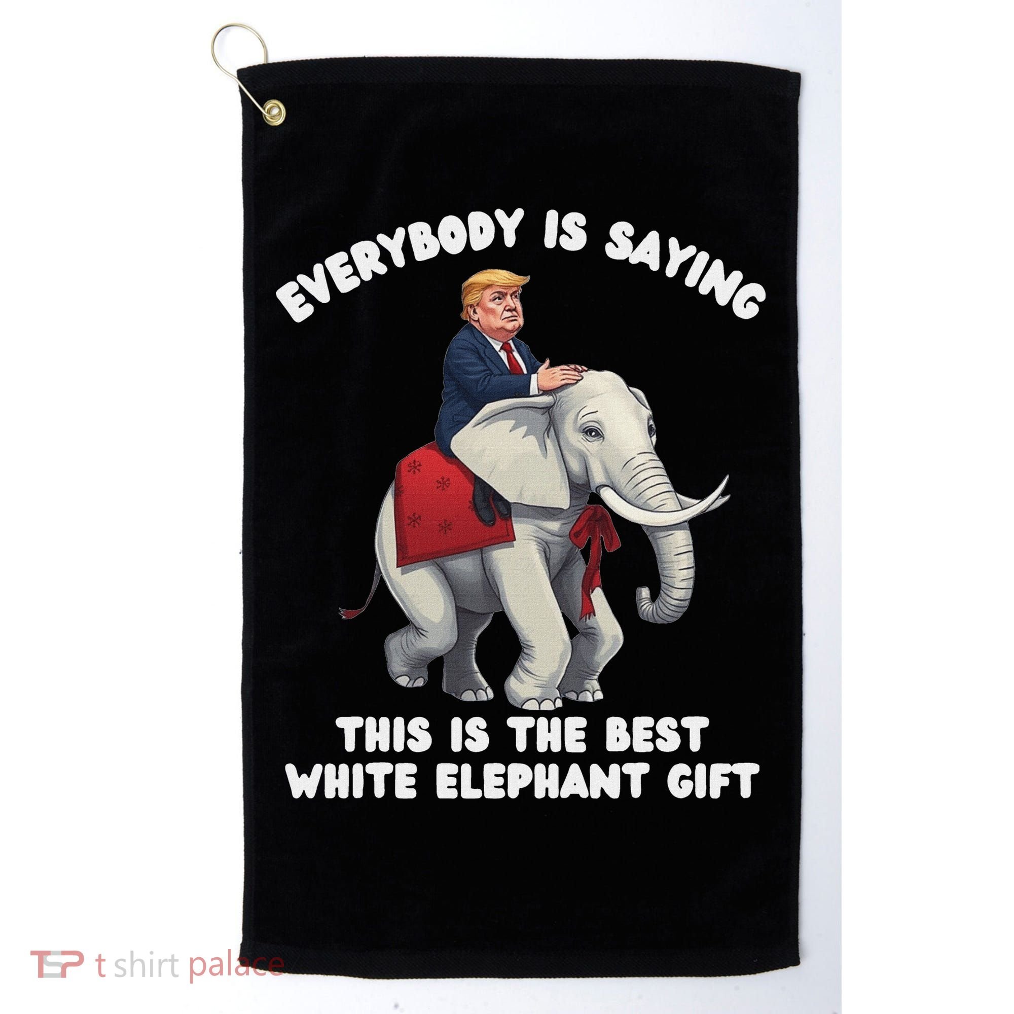Funny White Elephant Gag Wrapped Elephant Dumb Golf Towel