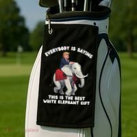 Funny White Elephant Gag Wrapped Elephant Dumb Golf Towel thumb 2