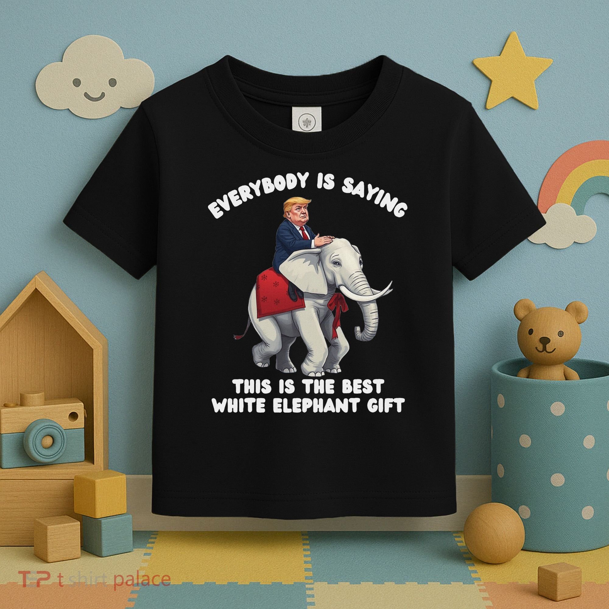 Funny White Elephant Gag Wrapped Elephant Dumb Toddler T-Shirt