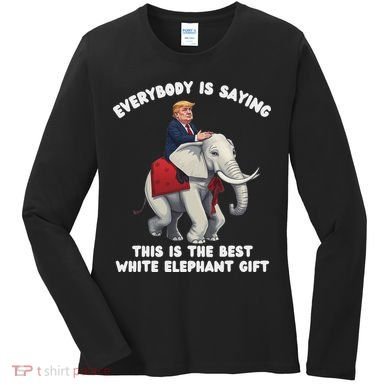 Funny White Elephant Gag Wrapped Elephant Dumb Women's Long Sleeve Shirt