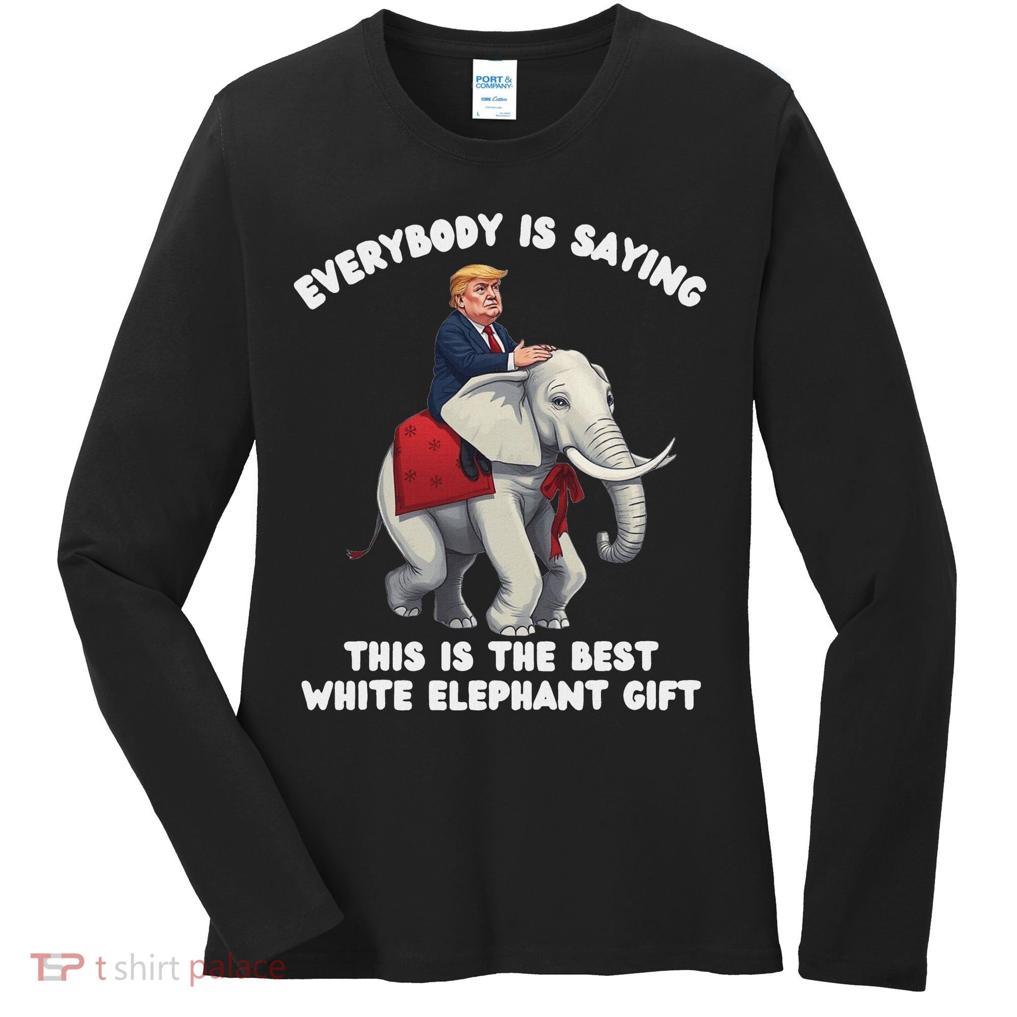 Funny White Elephant Gag Wrapped Elephant Dumb Women's Long Sleeve Shirt