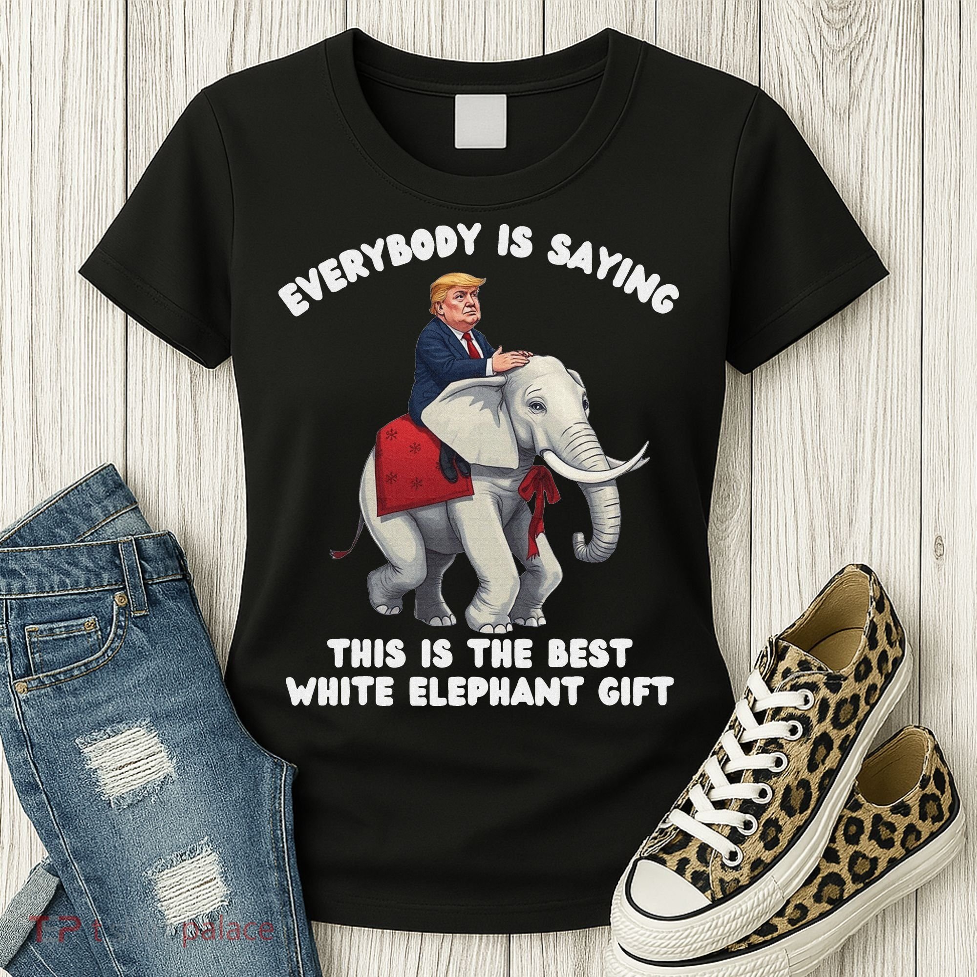 Funny White Elephant Gag Wrapped Elephant Dumb Women's T-Shirt