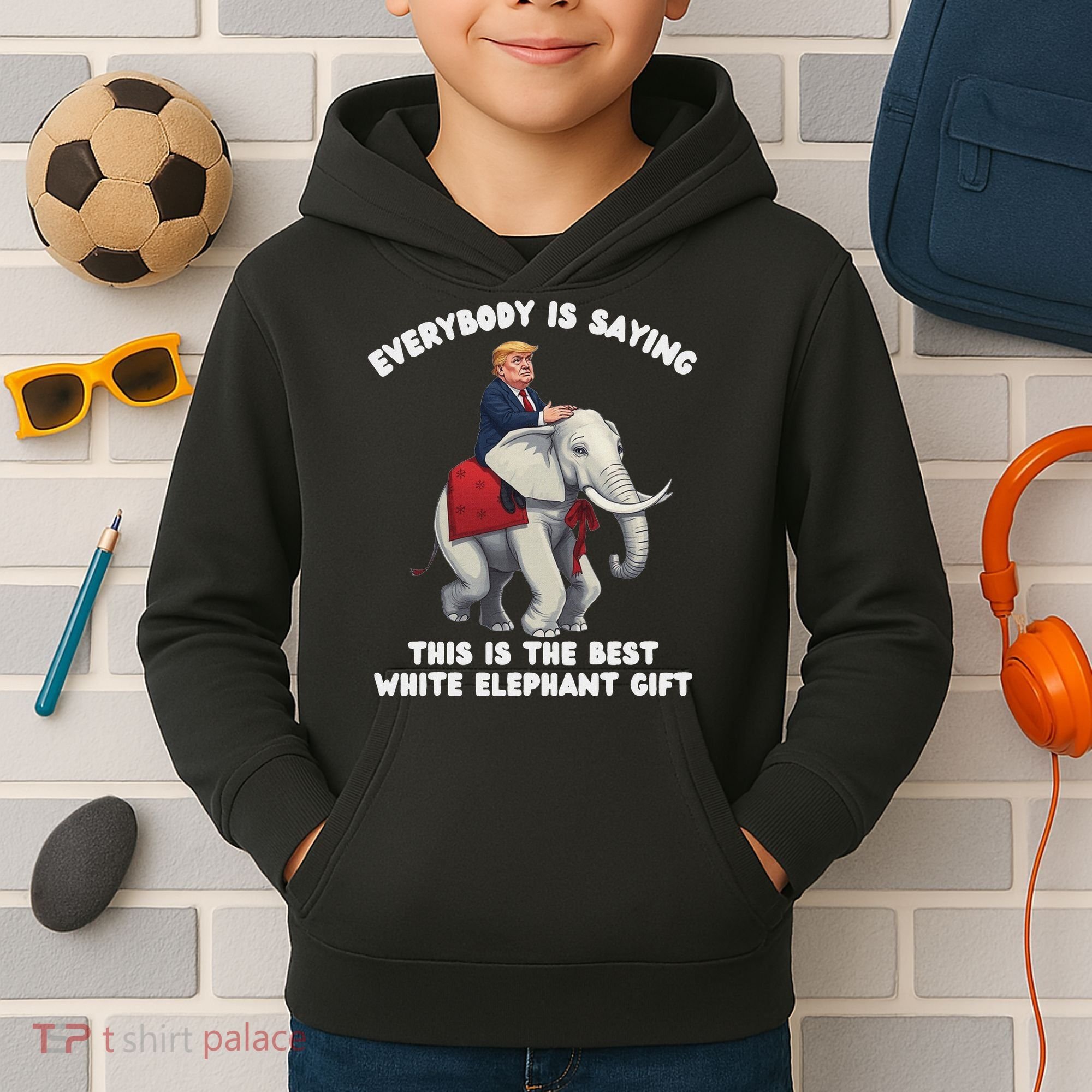 Funny White Elephant Gag Wrapped Elephant Dumb Kids Hoodie