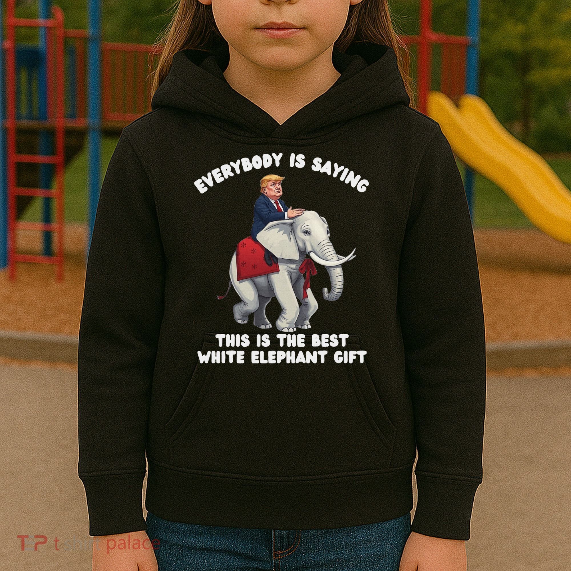 Funny White Elephant Gag Wrapped Elephant Dumb Kids Hoodie