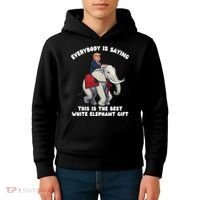Funny White Elephant Gag Wrapped Elephant Dumb Kids Hoodie thumb 4