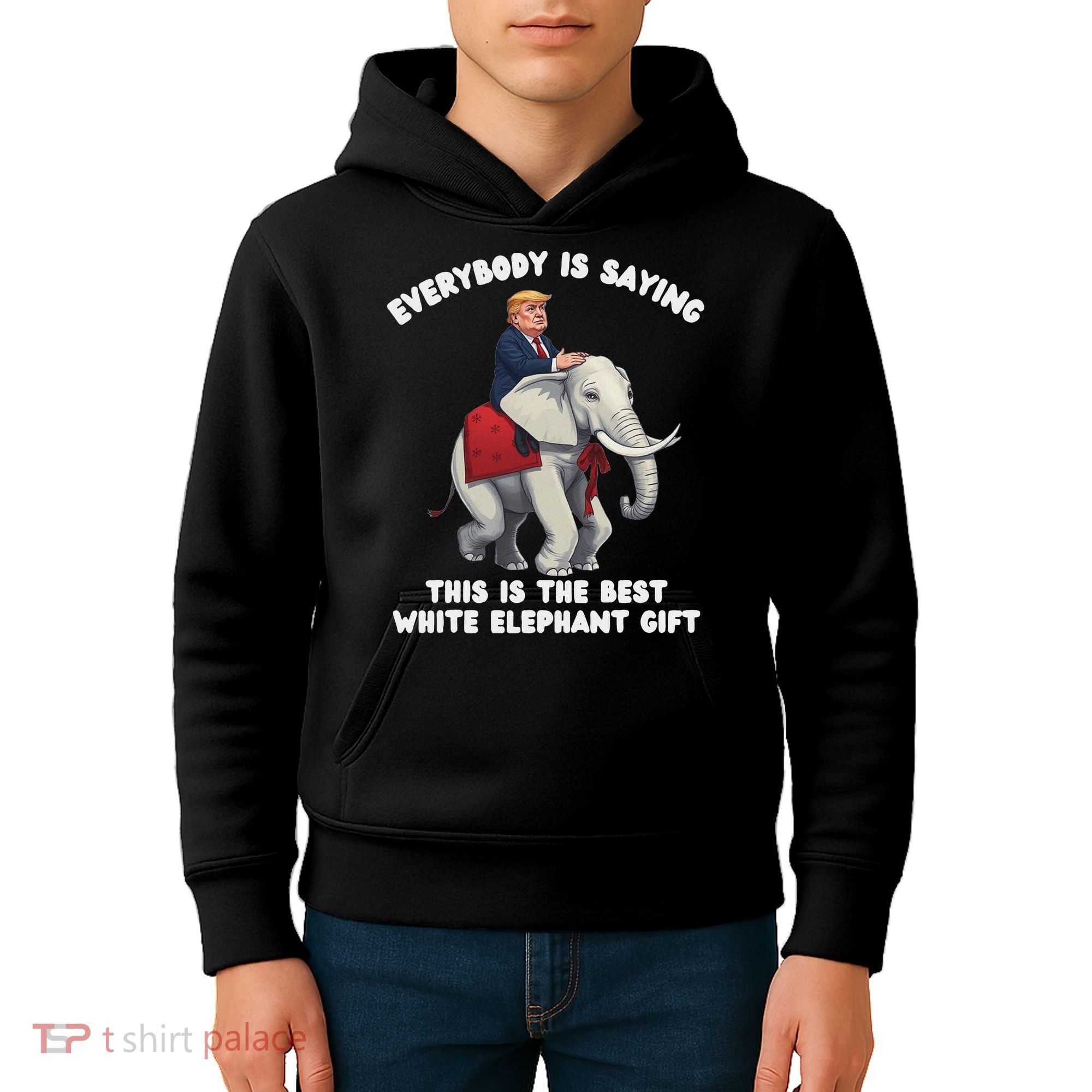 Funny White Elephant Gag Wrapped Elephant Dumb Kids Hoodie