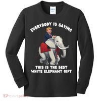 Funny White Elephant Gag Wrapped Elephant Dumb Kids Long Sleeve Shirt thumb 0