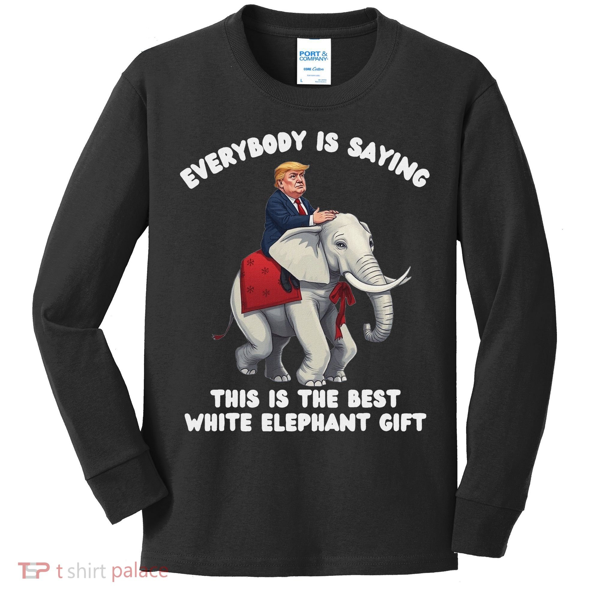 Funny White Elephant Gag Wrapped Elephant Dumb Kids Long Sleeve Shirt