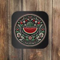Fruit Watermelon Free Palestine Coaster thumb 0