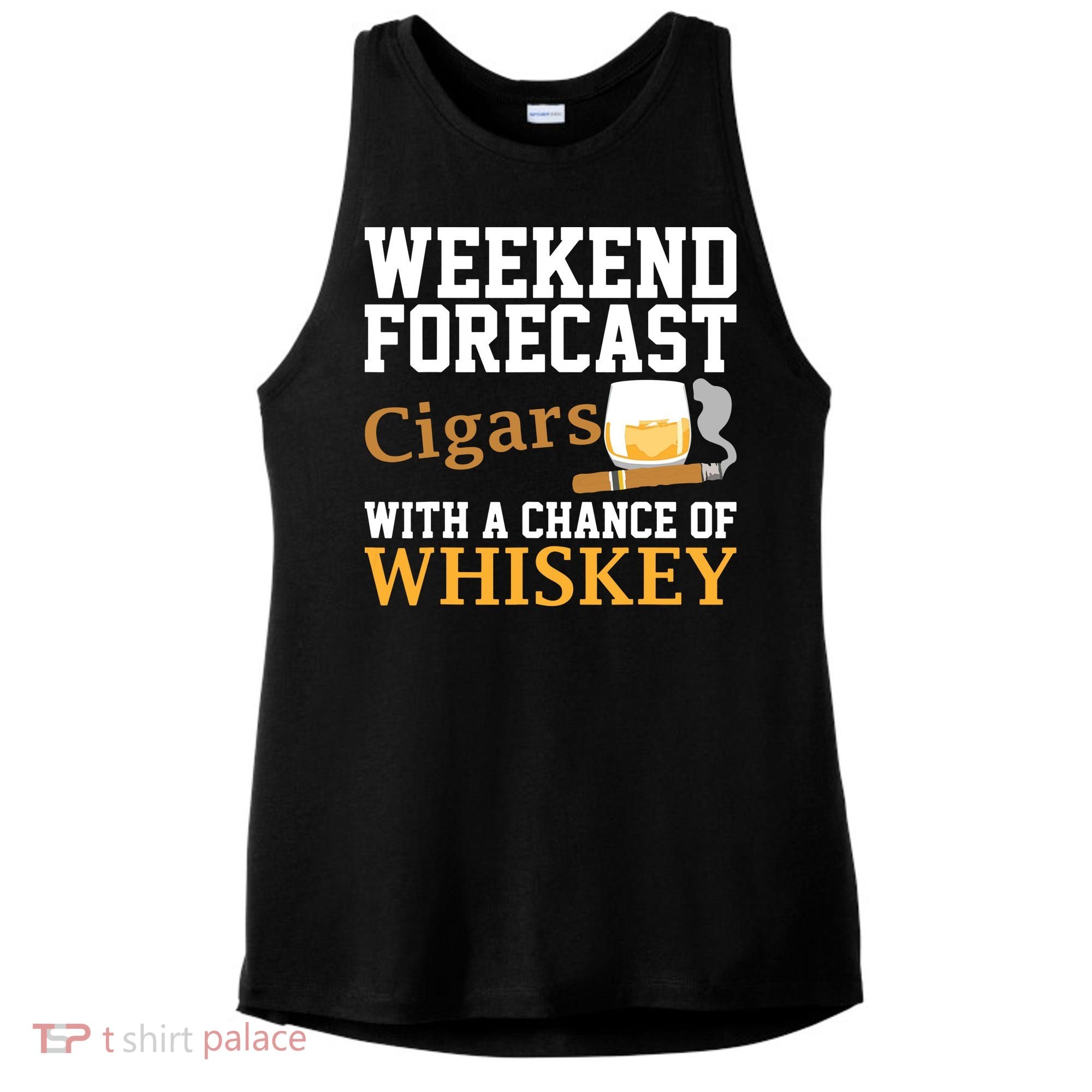 Funny Weekend Forecast Cigars And Whiskey Gift For Men Women Ladies PosiCharge Tri-Blend Wicking Tank