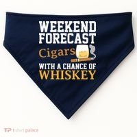 Funny Weekend Forecast Cigars And Whiskey Gift For Men Women USA-Made Doggie Bandana thumb 0
