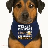 Funny Weekend Forecast Cigars And Whiskey Gift For Men Women USA-Made Doggie Bandana thumb 1