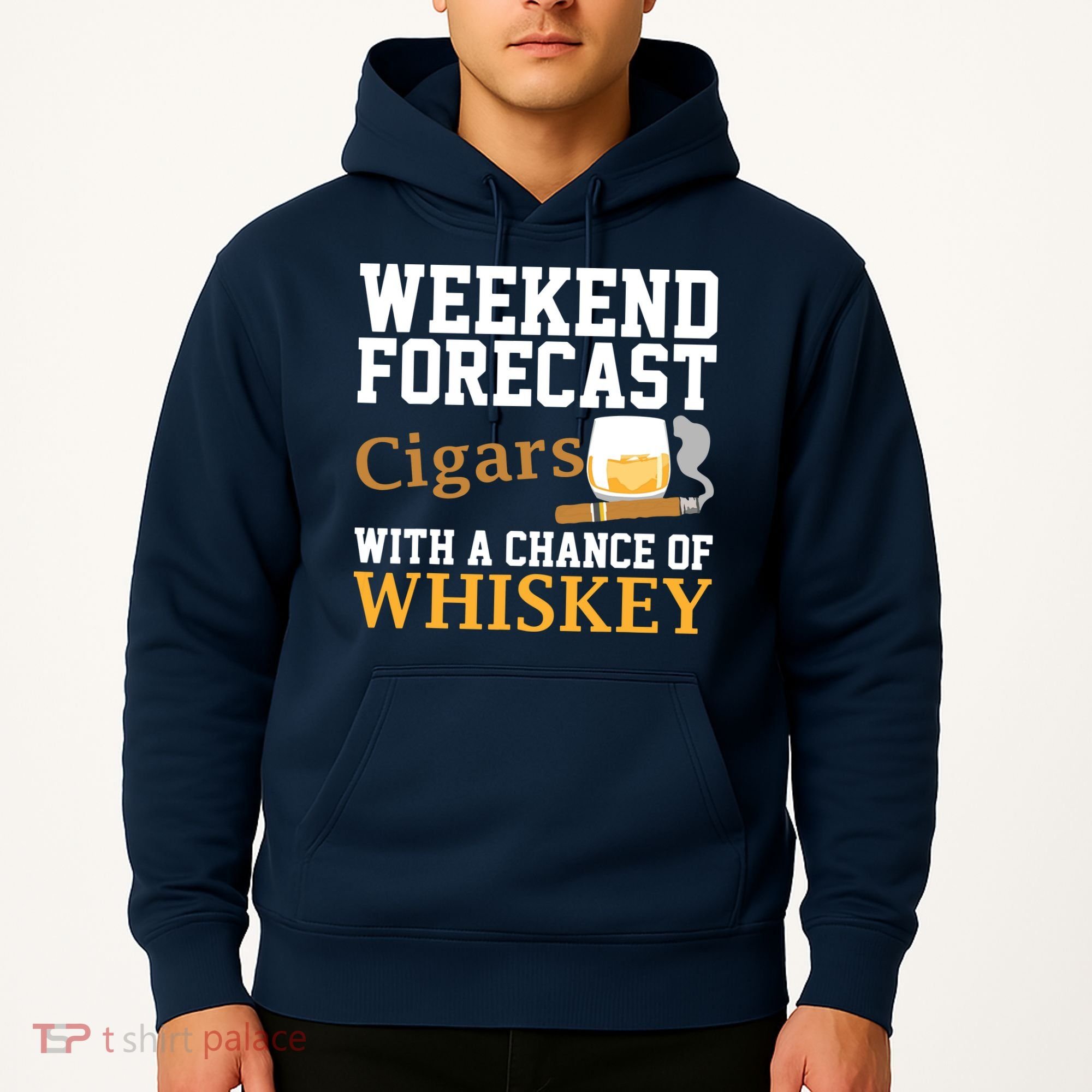 Funny Weekend Forecast Cigars And Whiskey Gift For Men Women Hoodie