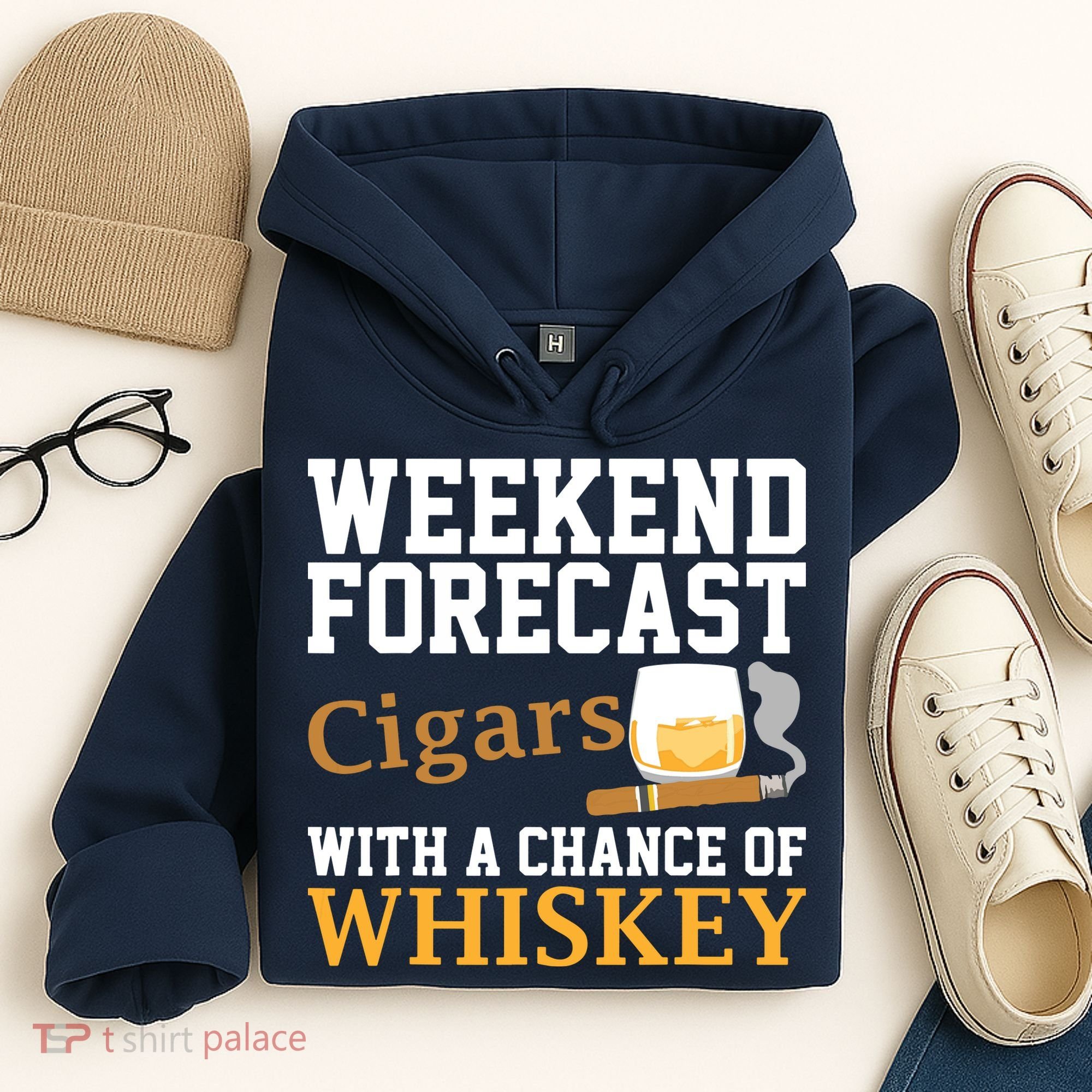 Funny Weekend Forecast Cigars And Whiskey Gift For Men Women Hoodie