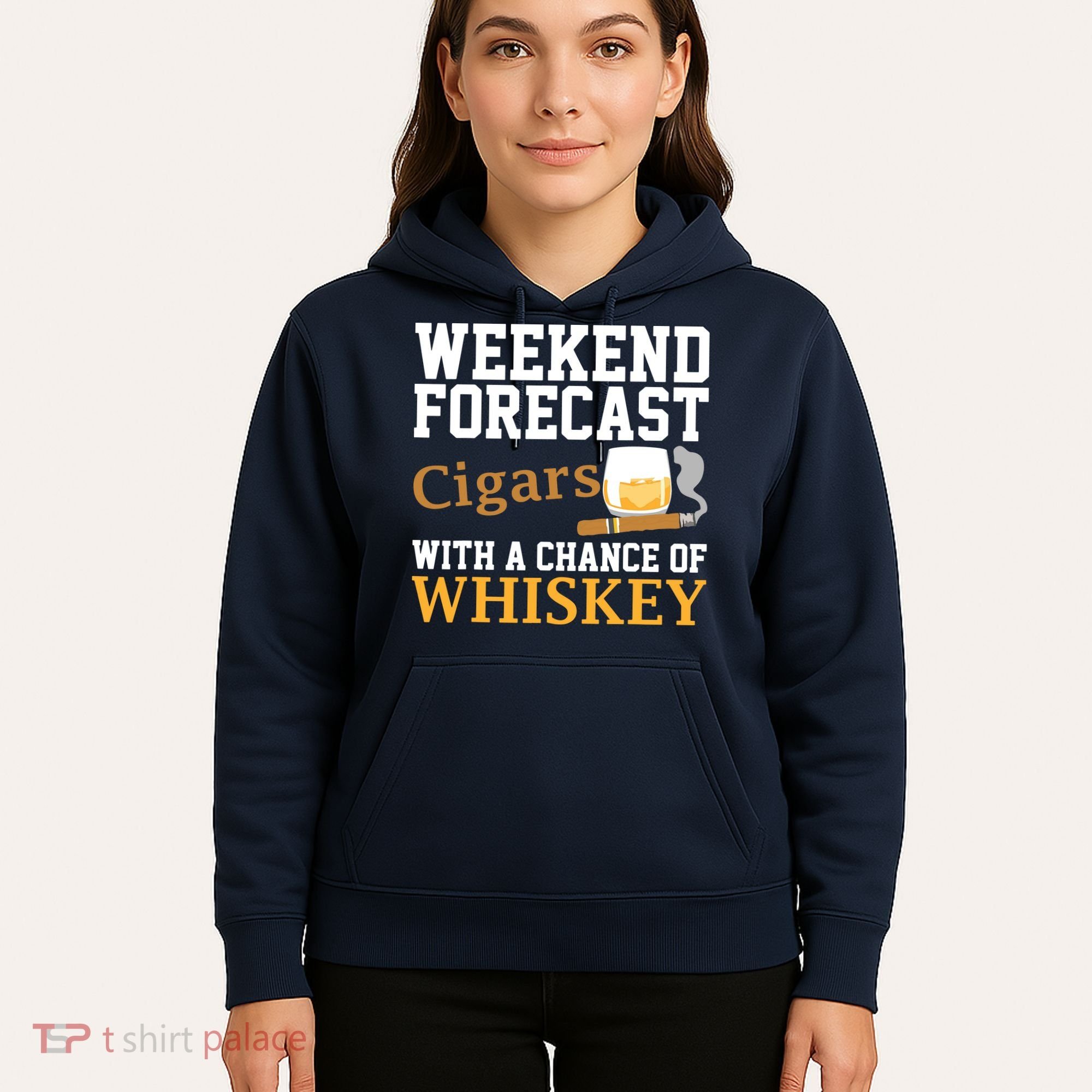 Funny Weekend Forecast Cigars And Whiskey Gift For Men Women Hoodie