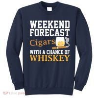 Funny Weekend Forecast Cigars And Whiskey Gift For Men Women Sweatshirt thumb 0
