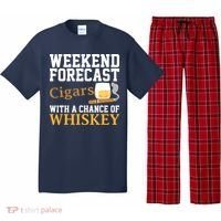 Funny Weekend Forecast Cigars And Whiskey Gift For Men Women Pajama Set thumb 0