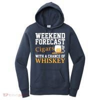 Funny Weekend Forecast Cigars And Whiskey Gift For Men Women Women's Hoodie thumb 0