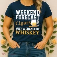 Funny Weekend Forecast Cigars And Whiskey Gift For Men Women Women's T-Shirt thumb 2