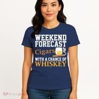 Funny Weekend Forecast Cigars And Whiskey Gift For Men Women Women's T-Shirt thumb 4