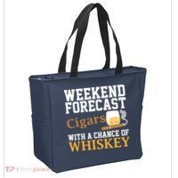 Funny Weekend Forecast Cigars And Whiskey Gift For Men Women Tote Bag thumb 2