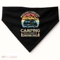 Funny Weekend Forecast Camping With A Chance Of Drinking USA-Made Doggie Bandana thumb 0