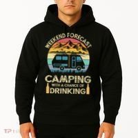 Funny Weekend Forecast Camping With A Chance Of Drinking Hoodie thumb 2