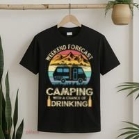 Funny Weekend Forecast Camping With A Chance Of Drinking T-Shirt thumb 2