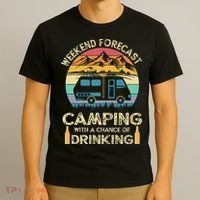 Funny Weekend Forecast Camping With A Chance Of Drinking T-Shirt thumb 3
