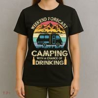 Funny Weekend Forecast Camping With A Chance Of Drinking T-Shirt thumb 4