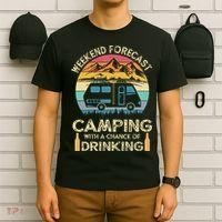 Funny Weekend Forecast Camping With A Chance Of Drinking T-Shirt thumb 6