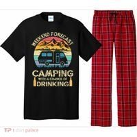 Funny Weekend Forecast Camping With A Chance Of Drinking Pajama Set thumb 0
