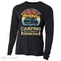 Funny Weekend Forecast Camping With A Chance Of Drinking Cooling Performance Long Sleeve Crew thumb 0