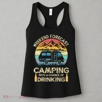 Funny Weekend Forecast Camping With A Chance Of Drinking Women's Tank Top thumb 3